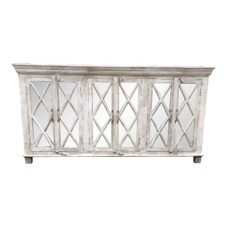 Contemporary Coastal White Driftwood Media Credenza