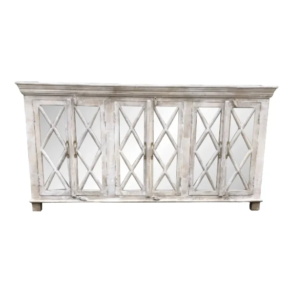 Contemporary Coastal White Driftwood Media Credenza