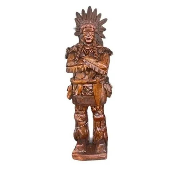 Over 7' Native American Chief Teak Sculpture – Tall Statue