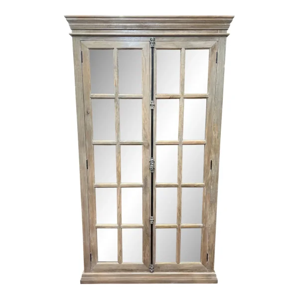 French Country Glass Door Vitrine Driftwood Bookcase