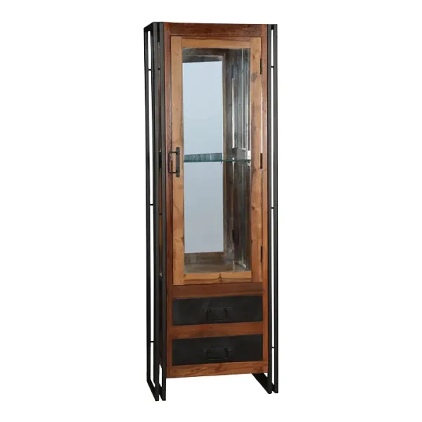 Industrial Chic Glass Display Bookcase - Image 2