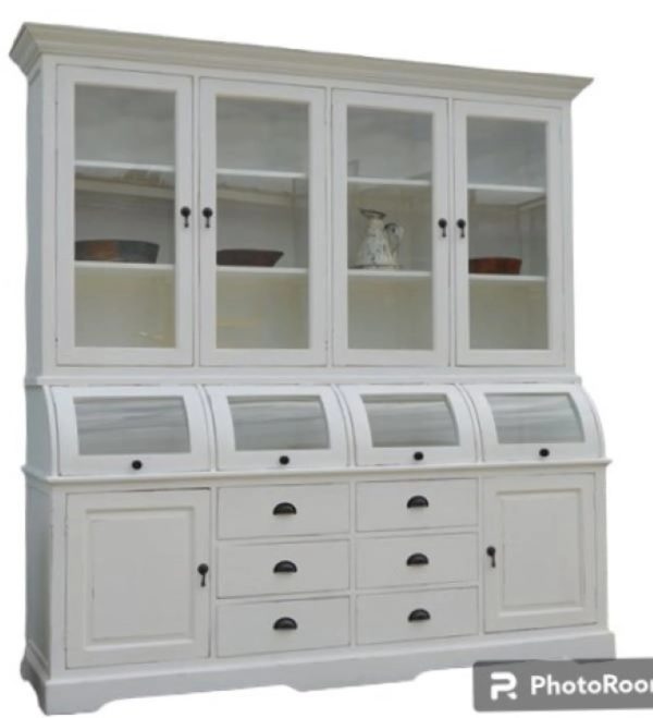 Farmhouse Distressed White Kitchen Pantry