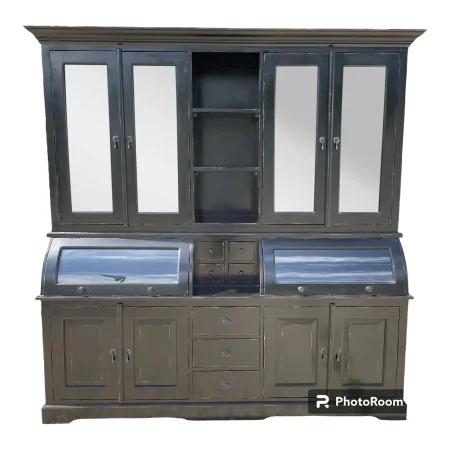 Distressed Black Farmhouse Hutch