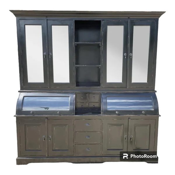 Distressed Black Farmhouse Hutch