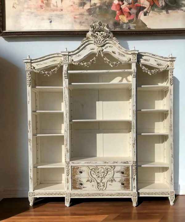 Country French Mahogany Bookcase Hutch