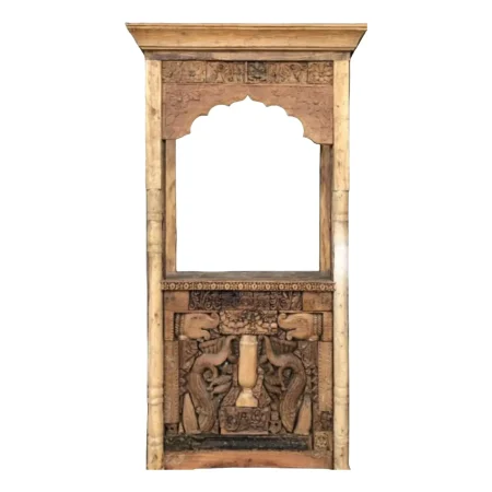 Carved Wood Elephant Bar Cabinet