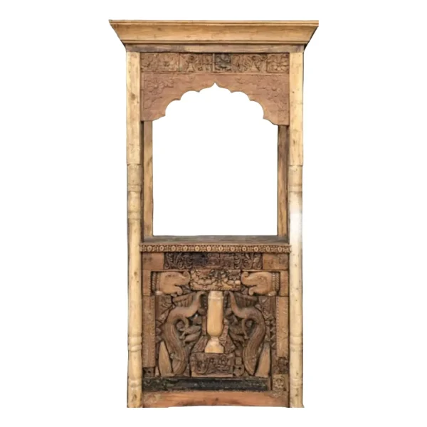 Carved Wood Elephant Bar Cabinet