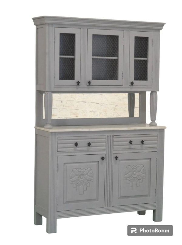 Vintage Gray Mirrored Buffet