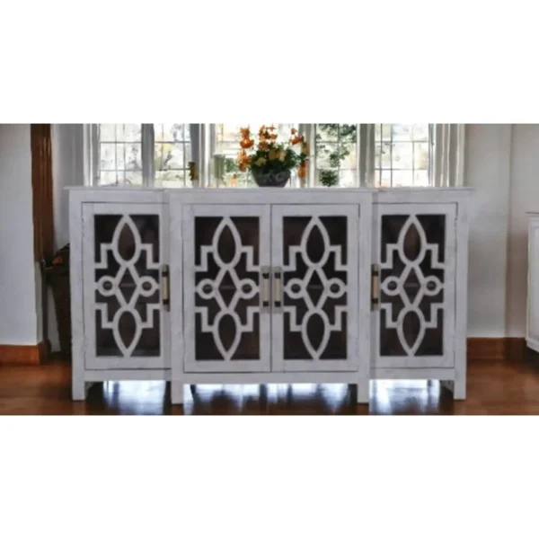 White Breakfront Glass Door Credenza - Image 2