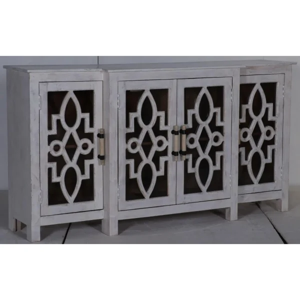White Breakfront Glass Door Credenza - Image 3