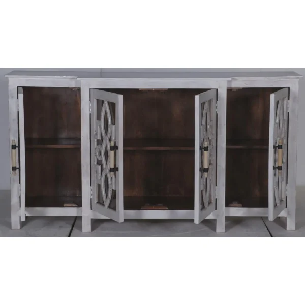 White Breakfront Glass Door Credenza - Image 4