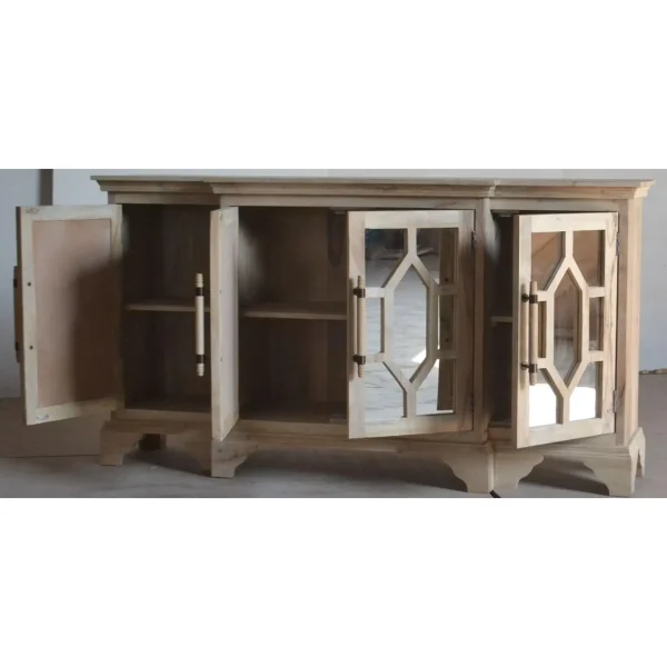 Coastal Carved Mirror Door Credenza - Image 2