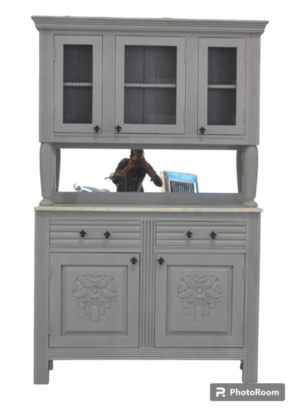 Vintage Gray Mirrored Buffet - Image 2