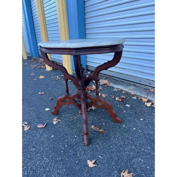 1900s Antique Victorian Marble Top Side Table - Image 2