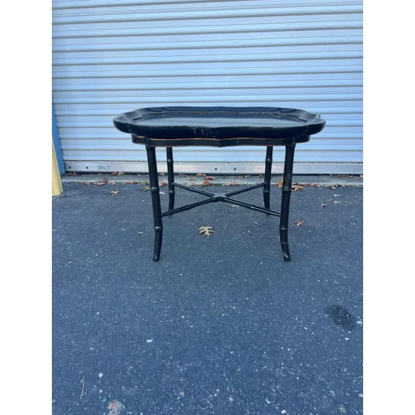 1960s Ebonized Bamboo Tray Coffee Table - Image 2
