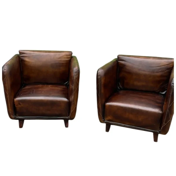 1970s Faux Leather Quilted Club Chairs- Set of 2 - Image 2
