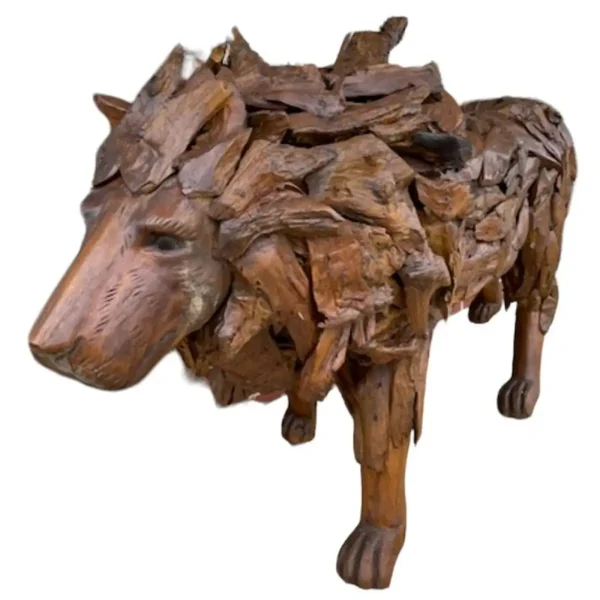 9' Life-Size Teak Walking Lion Statue – Safari Yard Decor - Image 2