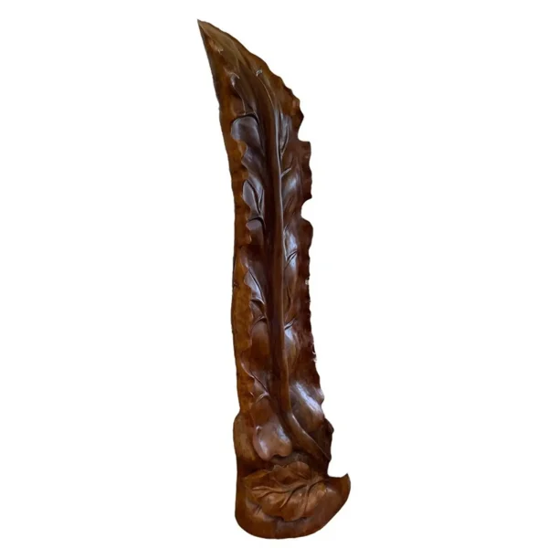 7.5' Carved Wood Leaf Floor Statue – Contemporary Decor - Image 2