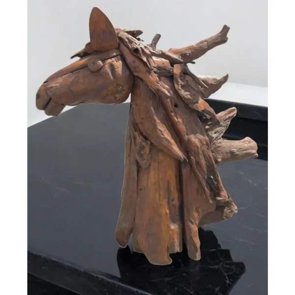 3' Driftwood Horse Head Statue – Handcrafted Yard Decor - Image 2