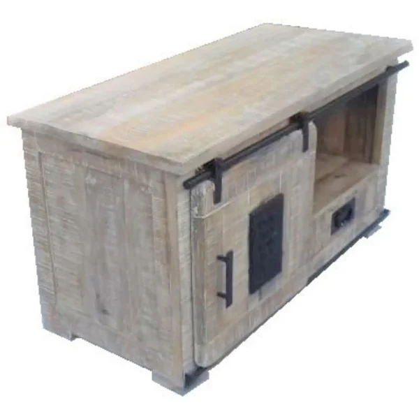Industrial Jupiter Iron Sliding Door Rustic Media Cabinet - Image 2