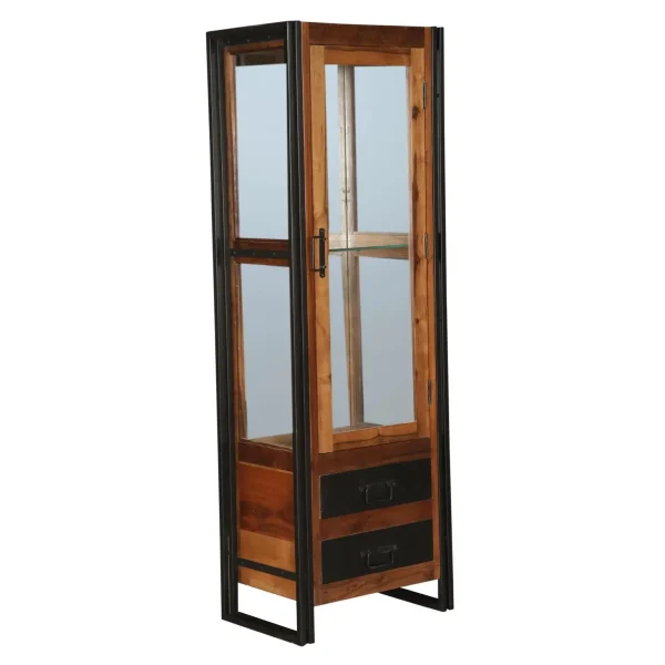 Industrial Chic Glass Display Bookcase - Image 3