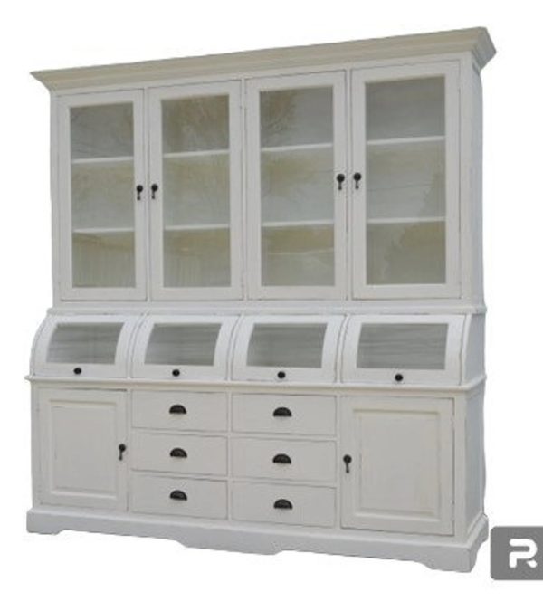 Farmhouse Distressed White Kitchen Pantry - Image 2