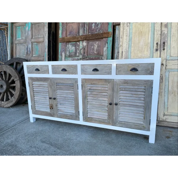 Coastal Beach House Shutter Door Media Credenza - Image 2