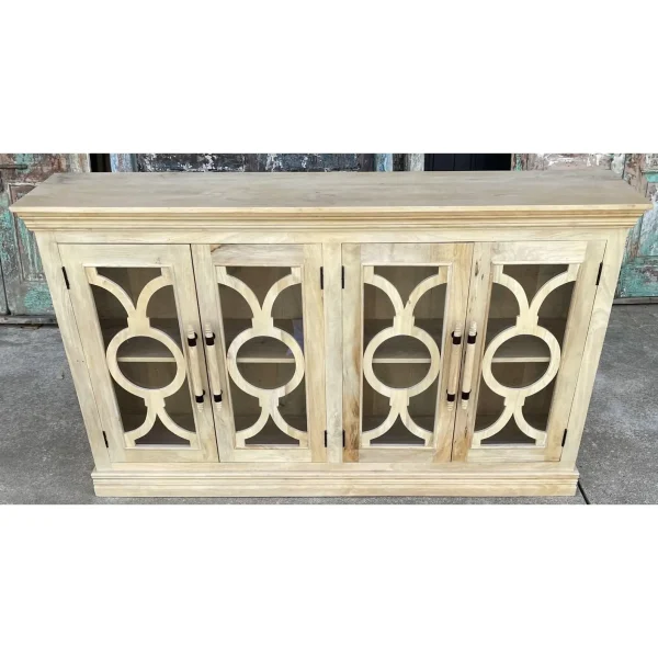 Natural Wood Glass Door Sideboard - Image 2