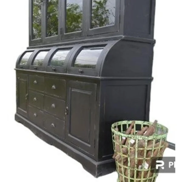 Distressed Black Farmhouse Hutch - Image 2