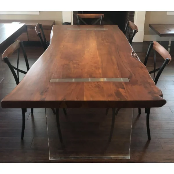 Coastal Solid Wood Round Retail Display Pedestal Dining Table Driftwood Finish Seats 6 - Image 2