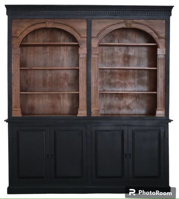 Classic Roman Door Double Arch Library Bookcase