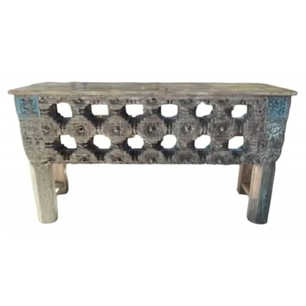 6' Rustic Hand-Carved Console Table - Image 2
