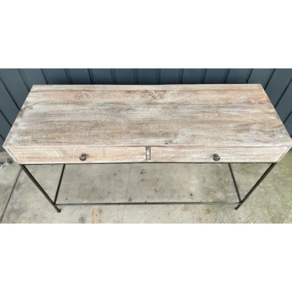 Coastal Whitewashed Console Table - Image 3