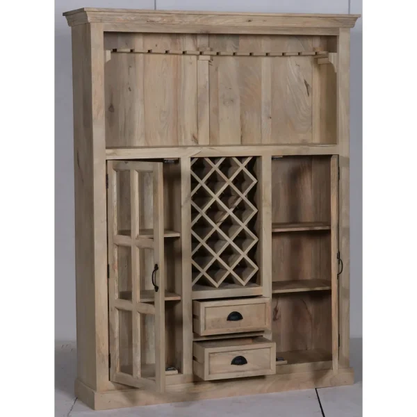Coastal Tall Glass Door Wine Rack Cabinet - Image 2