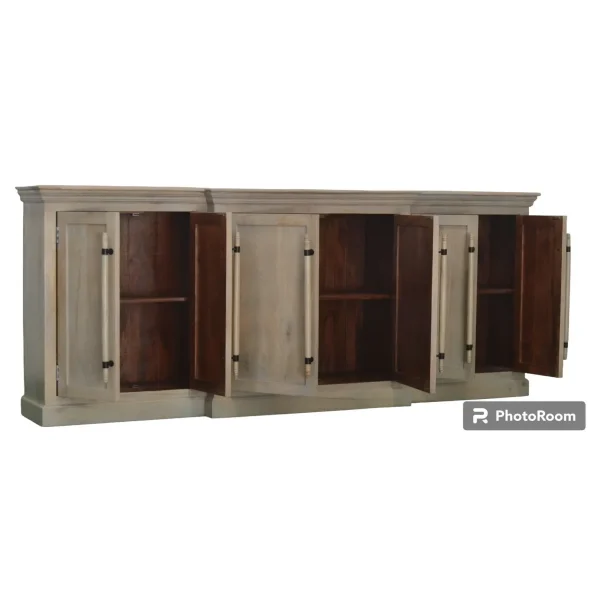 Coastal Style 6-Door Driftwood Entryway Credenza - Image 2