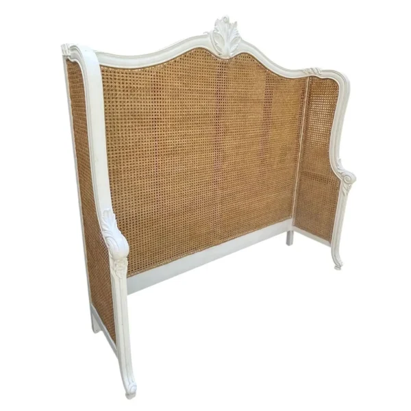 French Regency Queen Cane Headboard – White Mahogany Wraparound - Image 2
