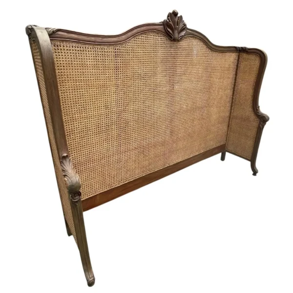 French Regency King Cane Headboard – Rustic Mahogany Wraparound - Image 2