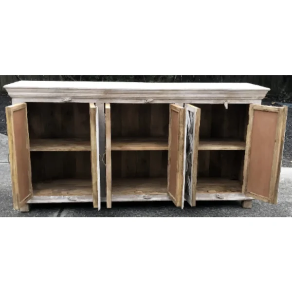 Contemporary Coastal White Driftwood Media Credenza - Image 3