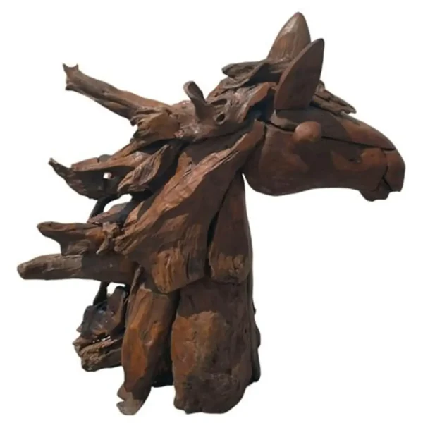 3' Driftwood Horse Head Statue – Handcrafted Yard Decor - Image 3