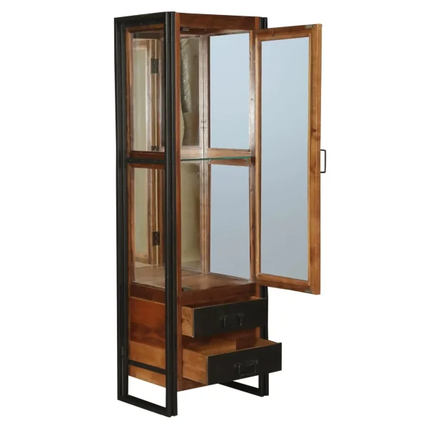 Industrial Chic Glass Display Bookcase - Image 4