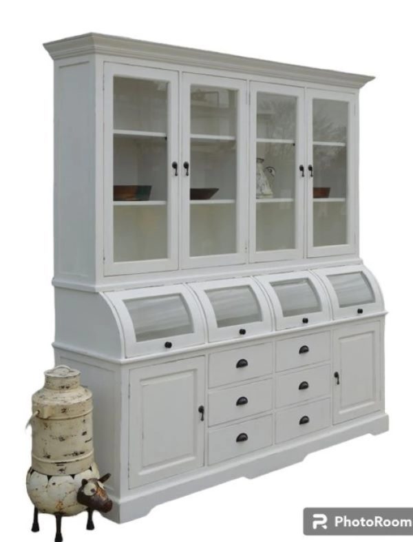 Farmhouse Distressed White Kitchen Pantry - Image 3