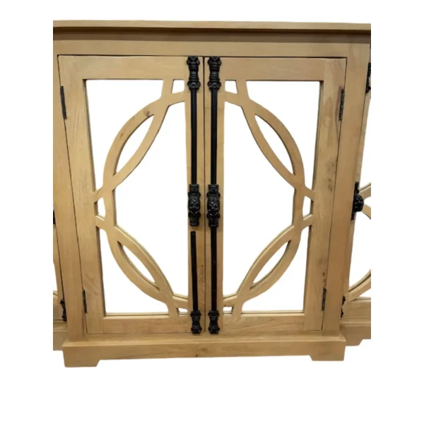 Modern Coastal Acacia Wood 3-Mirror Door Credenza - Image 3