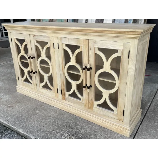 Natural Wood Glass Door Sideboard - Image 3