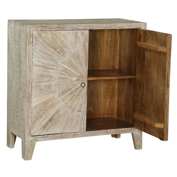 Coastal Boho Sunburst Carved 2-Door Cabinet - Image 3