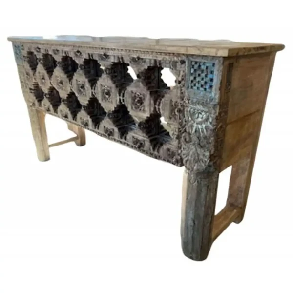 6' Rustic Hand-Carved Console Table - Image 3