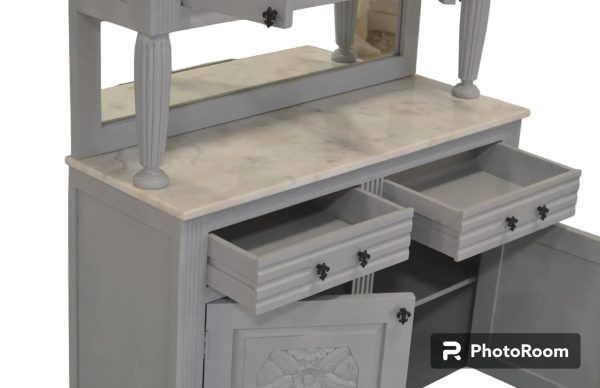 Vintage Gray Mirrored Buffet - Image 3
