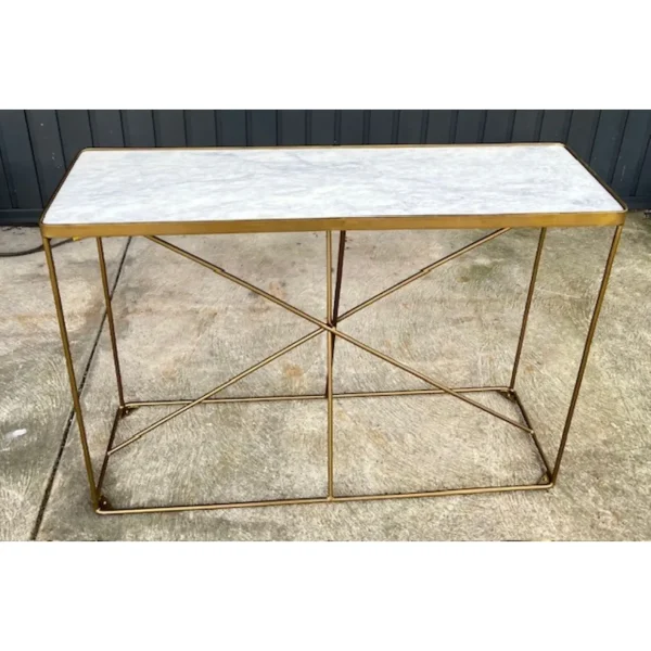 Gold Geometric Console Table - Image 3