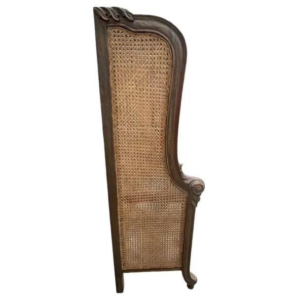 French Regency King Cane Headboard – Rustic Mahogany Wraparound - Image 3