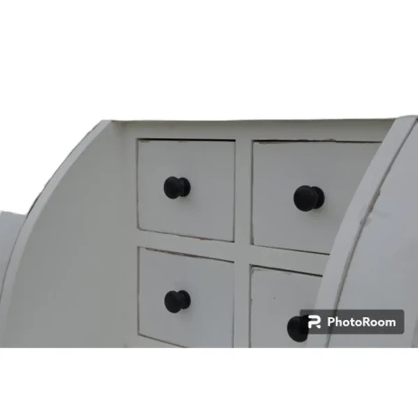 Modern Farmhouse White Curved Glass Kitchen Cabinet - Image 3
