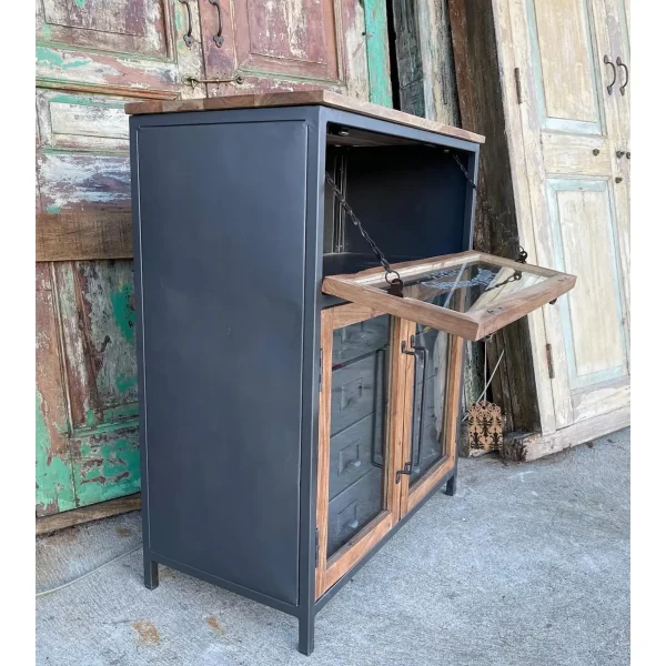 Industrial Chic Glass Door Apothecary Cabinet - Image 4